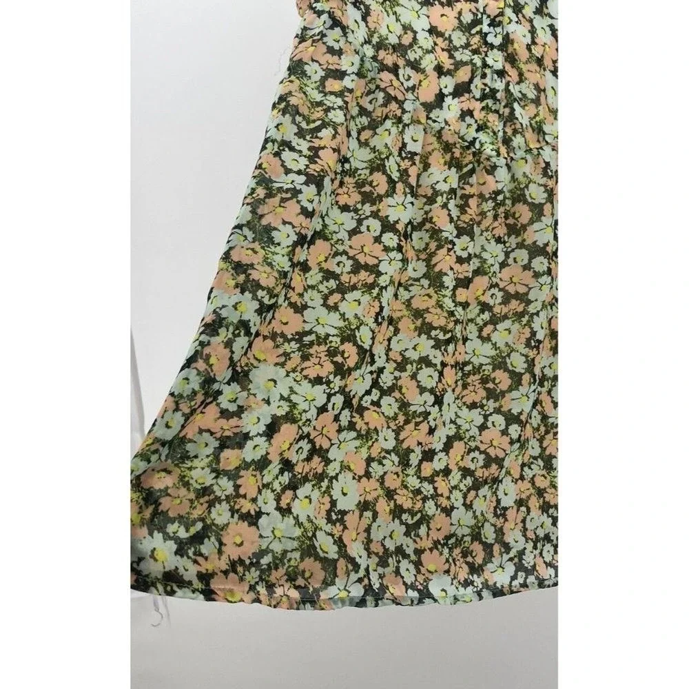 Volcom Mini Dress Womens‎ Small Green Floral Sleeveless Cottagecore Pastel Artsy